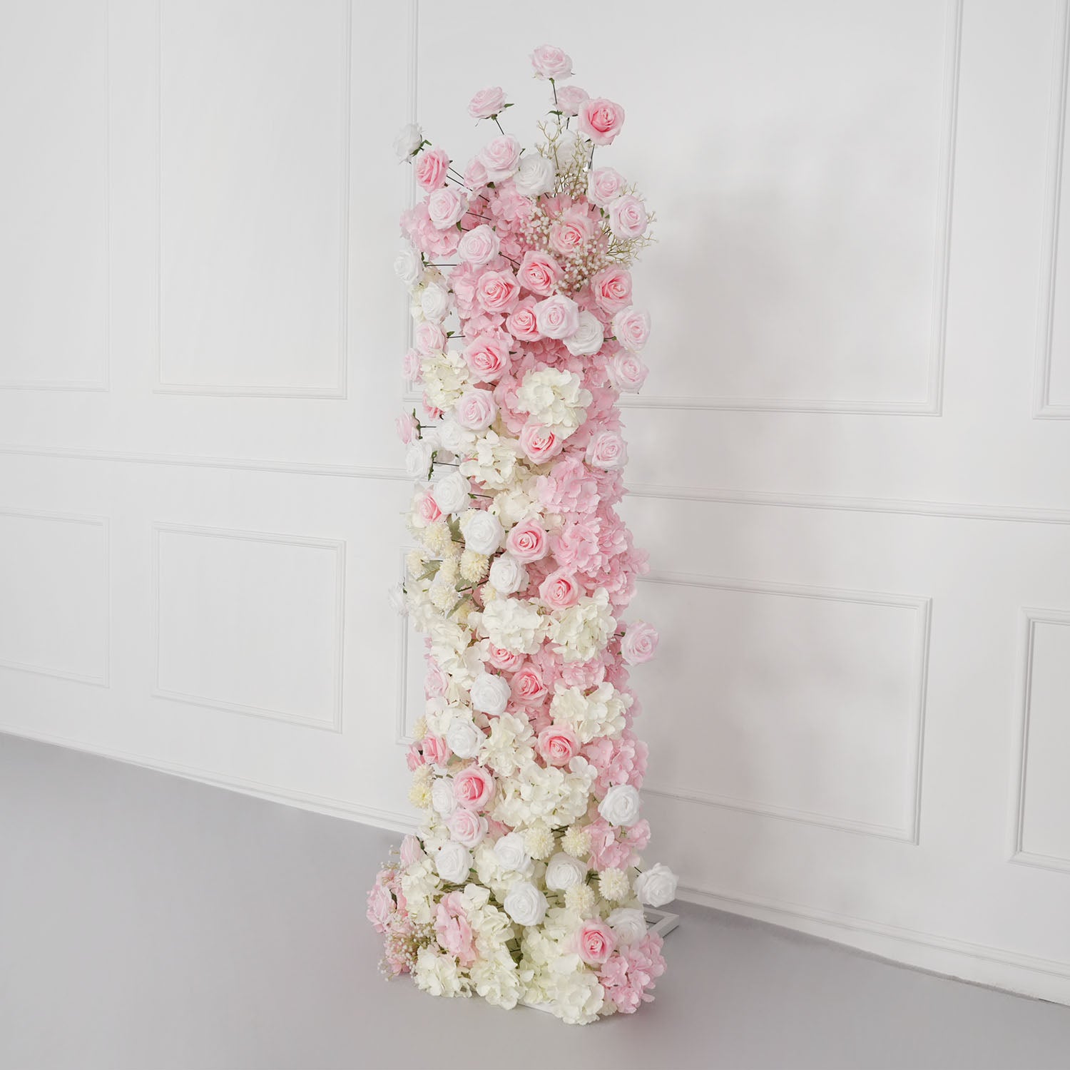 Uflower Artificial Pink White Wedding KT Backdrop Flower Row Decor
